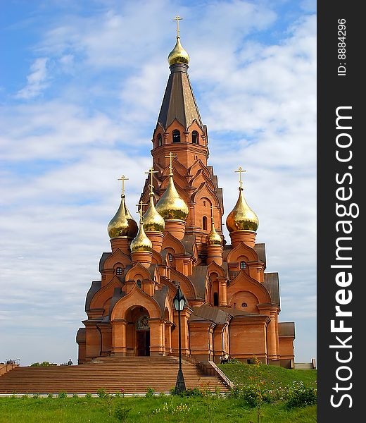 Beautiful church with seven gold domes in Russia. Beautiful church with seven gold domes in Russia