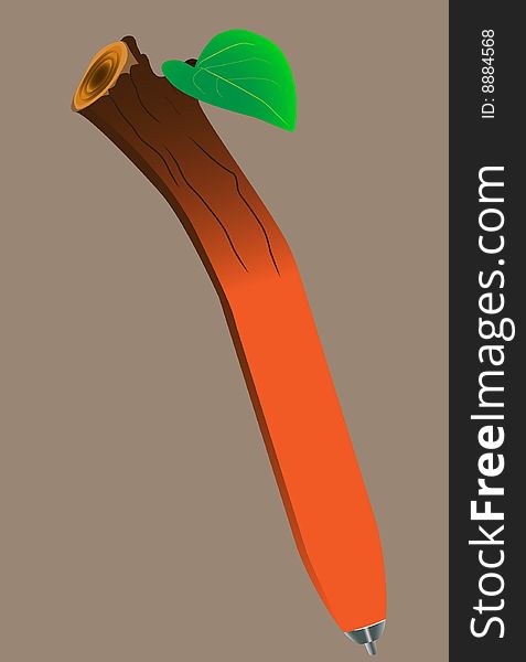 Pen-branch. Vector. Without mesh.