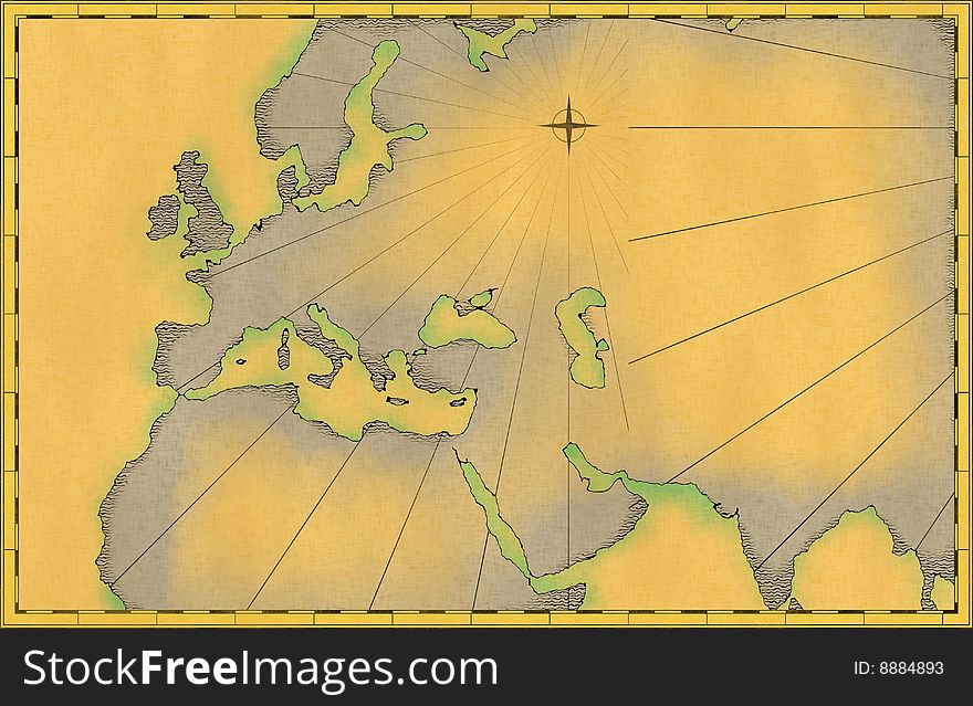 Old World Map on a brown background
