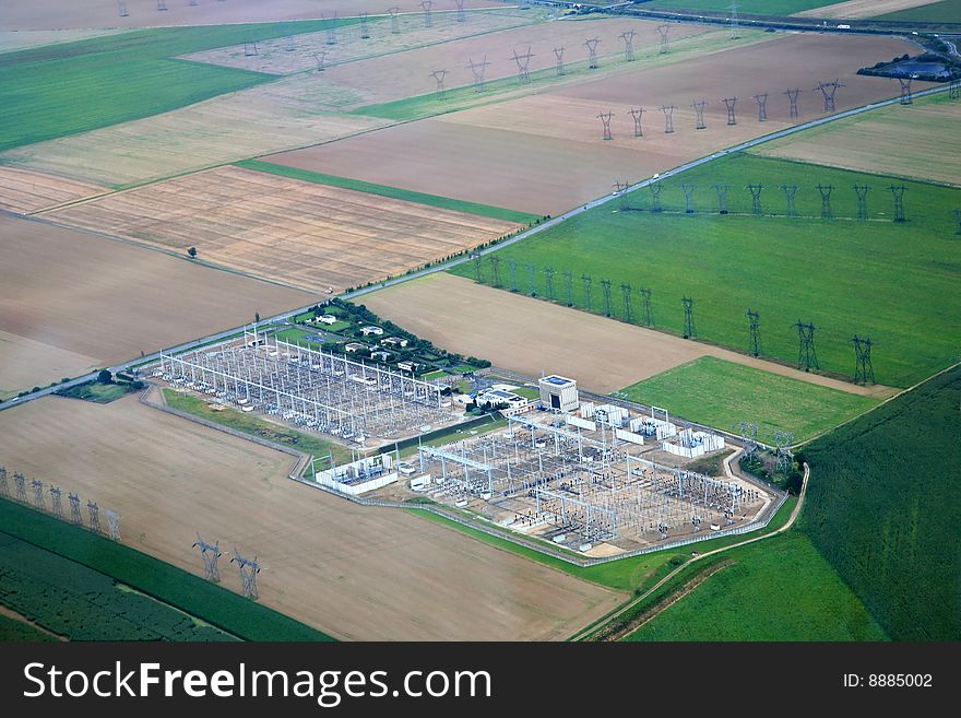 Electric Power plant aerial view