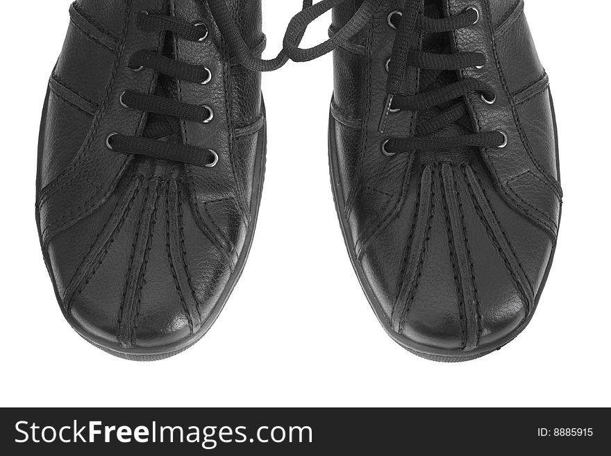 Black shoes isolated on white, easy and convenient