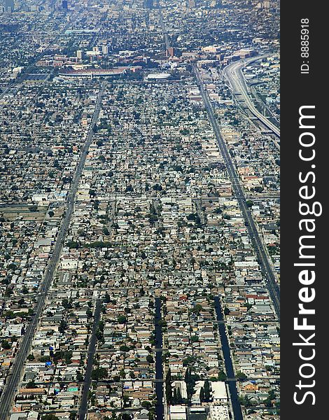 Dense suburbs area in Los Angeles