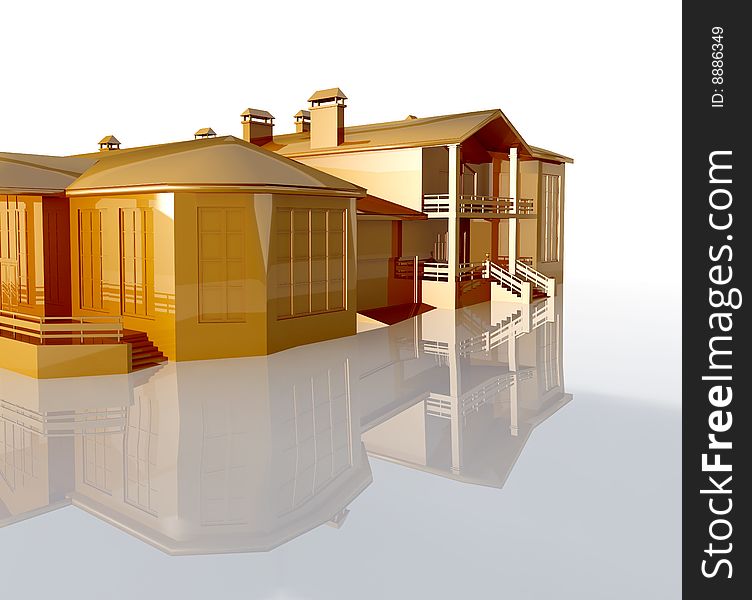 Abstract modern small golden house