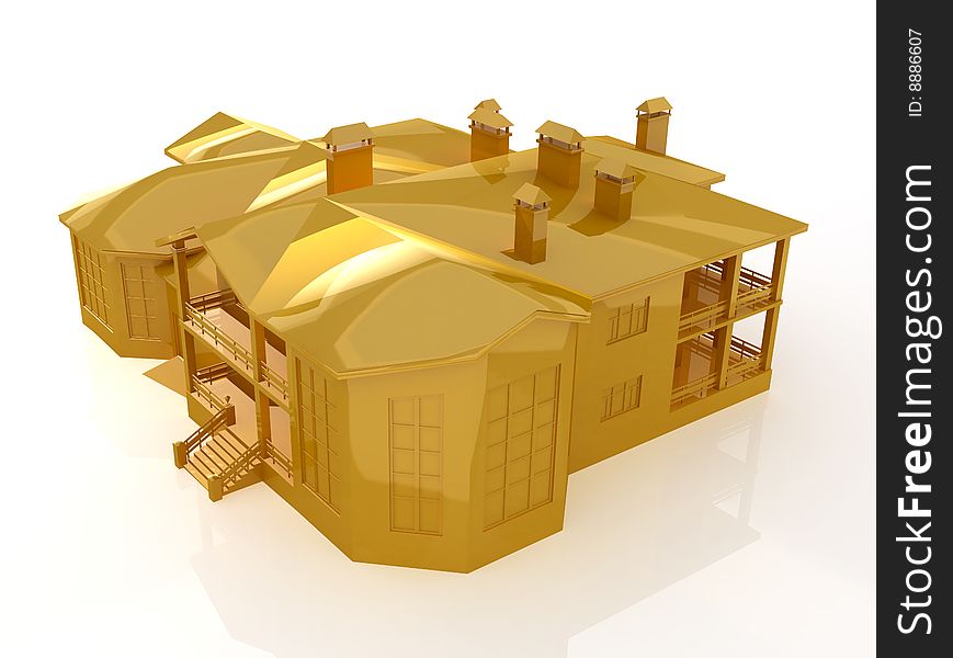 Abstract modern small golden house