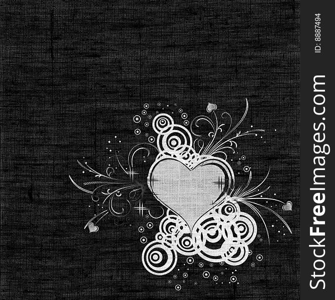 Texture background with heart black & white