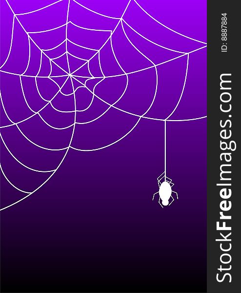 Halloween spider web on purple background