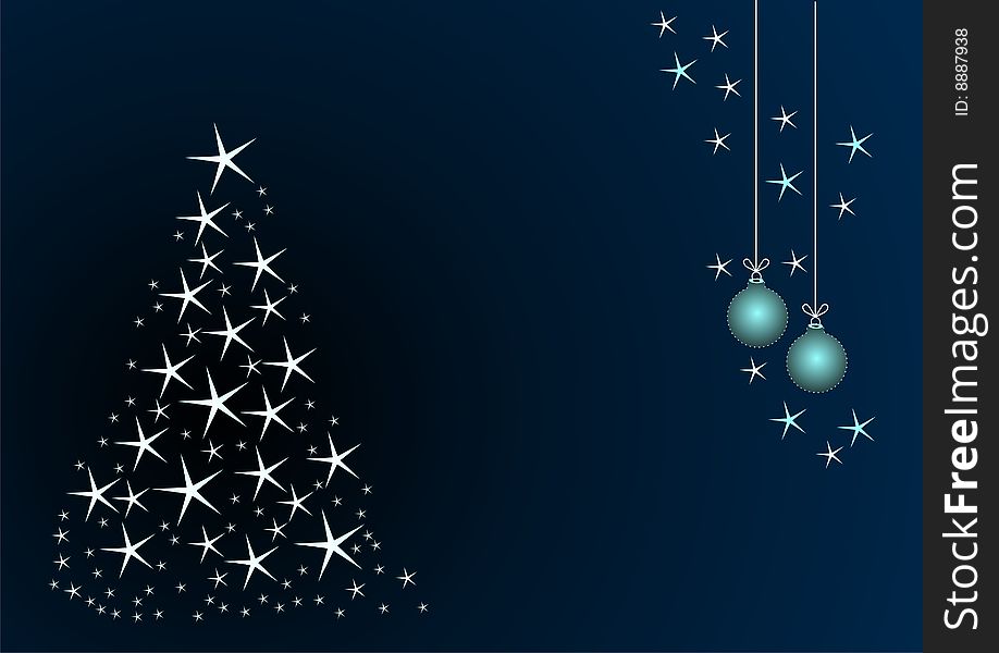 Christmas tree of stars on a blue background. Christmas tree of stars on a blue background