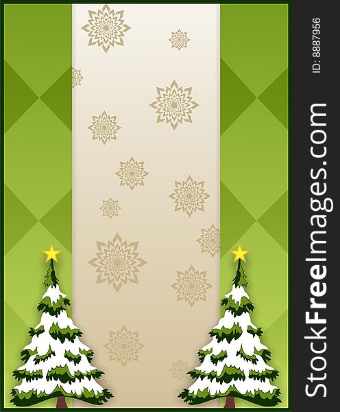 Christmas card with trees and snow. Christmas card with trees and snow