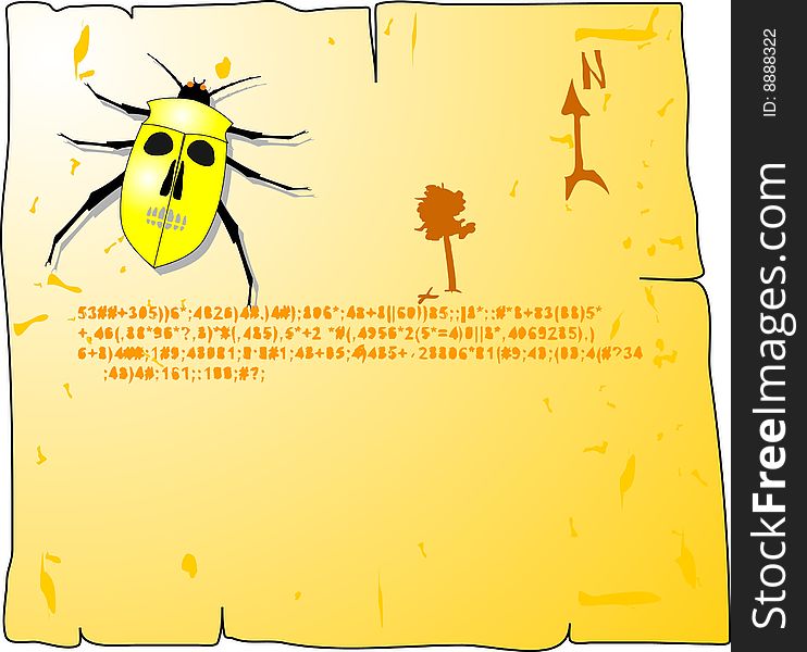 This drawing for one known tale. Golden bug will help to find treasure.