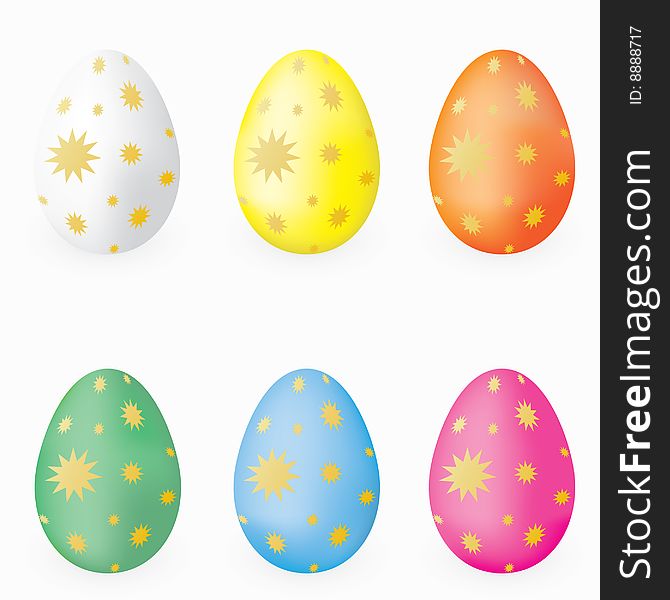 Colorful decorated easter eggs on white vector. Colorful decorated easter eggs on white vector