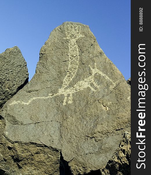 A Native American Petroglyph at Petroghyph National Monument, New Mexico