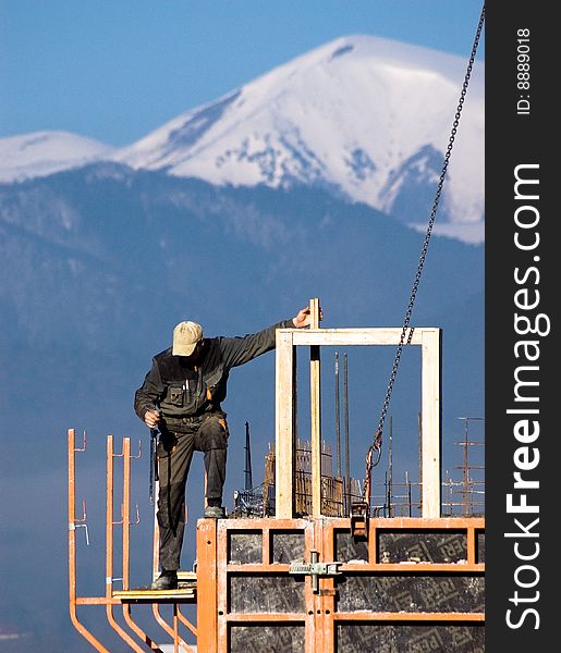 Construction site near mountains on northern Slovakia. Construction site near mountains on northern Slovakia