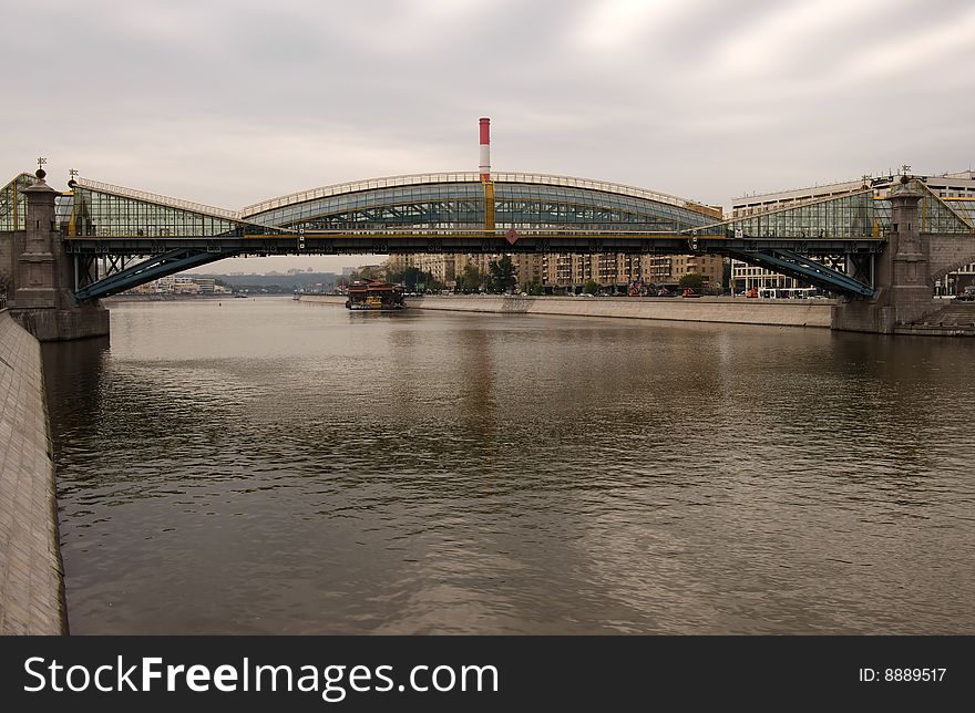 Glass bridge over the river