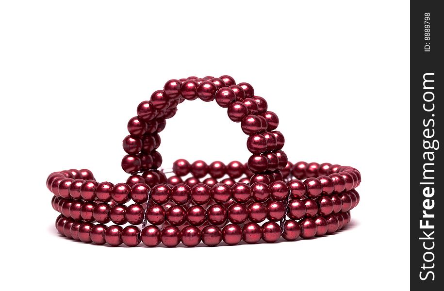 Bracelet and beads isolated on white background