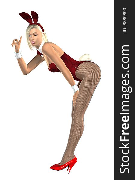 Bunny Girl 3D render hires,  clipping path for remove background.