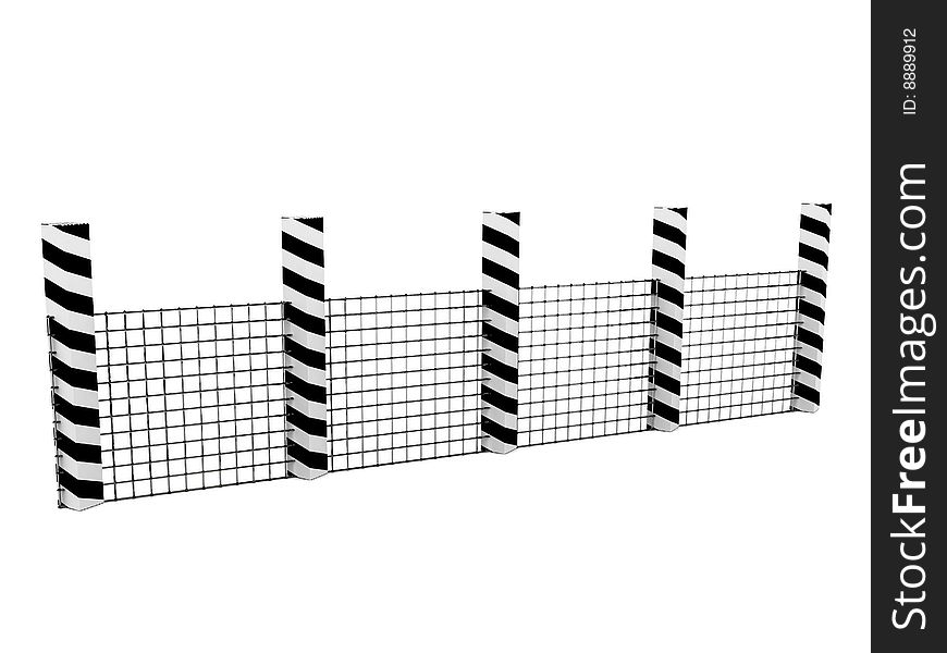 3d illustration of border fence with metal grid