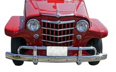 Front Of Red Retro Car Stock Photography