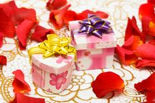 Gift Boxes With Rose Royalty Free Stock Photo