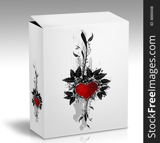 White box with a heart design