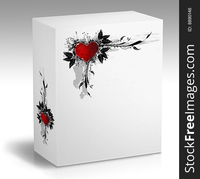 White box with a heart design