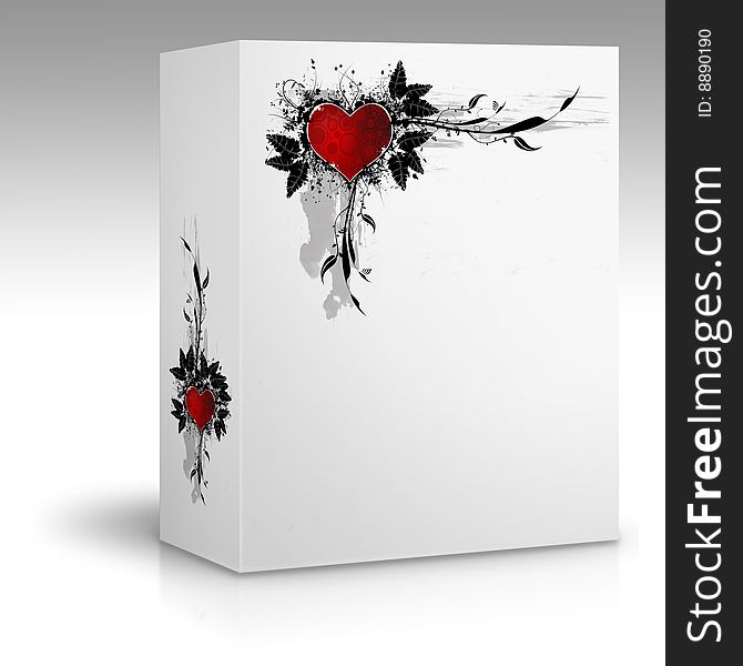 White box with a heart design