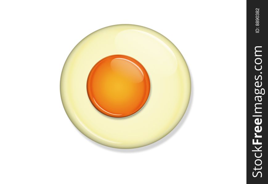 Fried egg, 3D. Graphics image yolk and protein