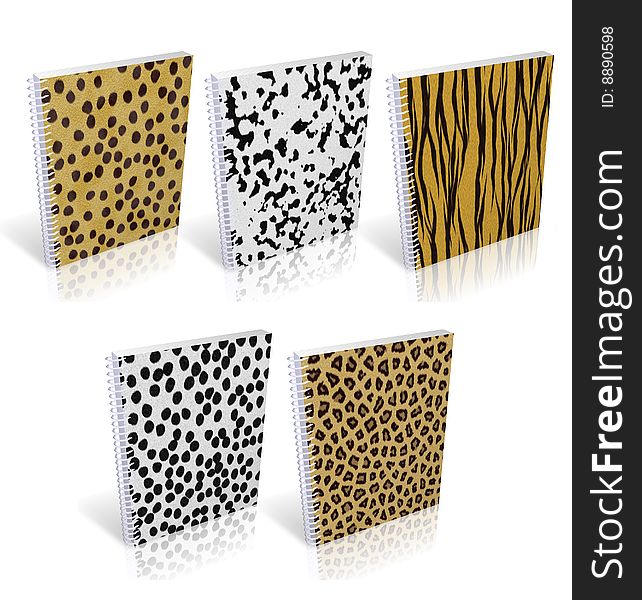 Notebook with design skin of wild animals on a white background