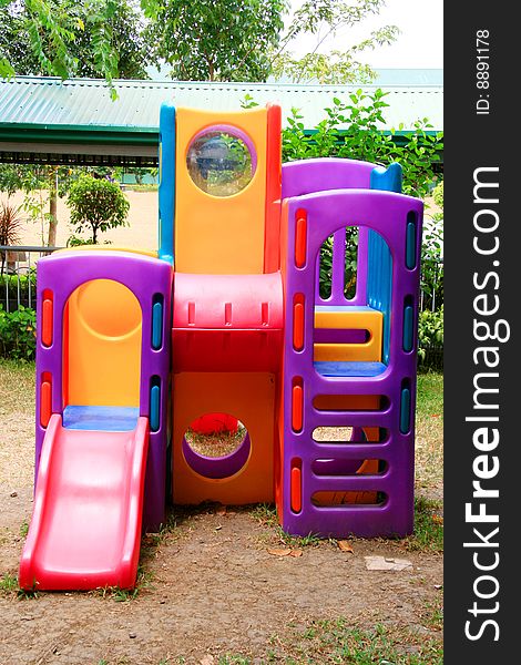 Colorful children's playground at school grounds