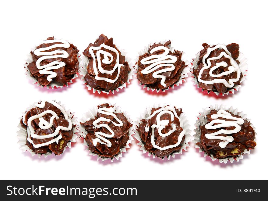 Closeup Black Chocolate Almond Cookies. Closeup Black Chocolate Almond Cookies