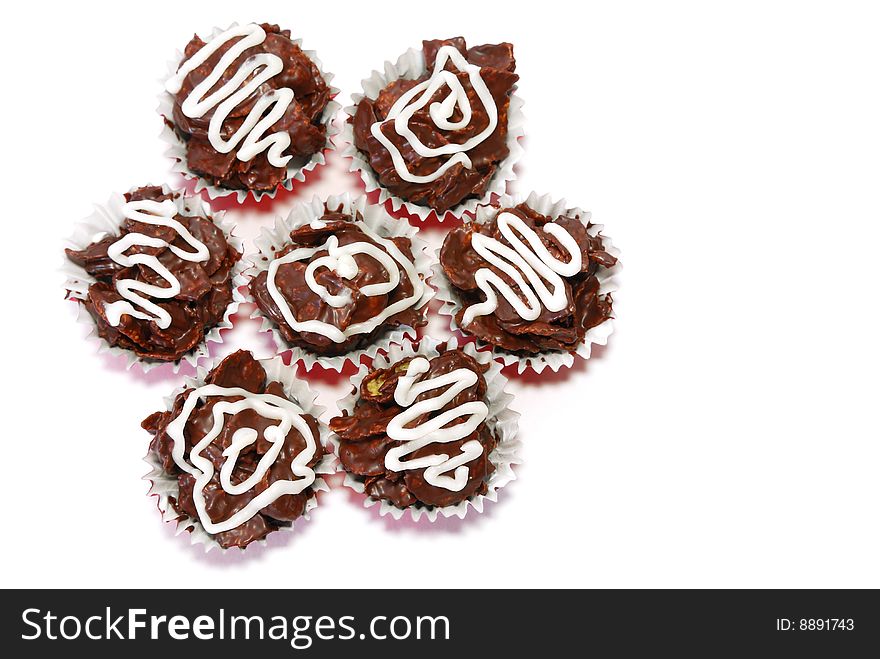 Closeup Black Chocolate Almond Cookies. Closeup Black Chocolate Almond Cookies