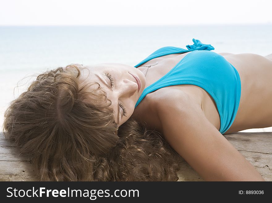 Portrait of young beautiful woman having good time in summer environment. Portrait of young beautiful woman having good time in summer environment