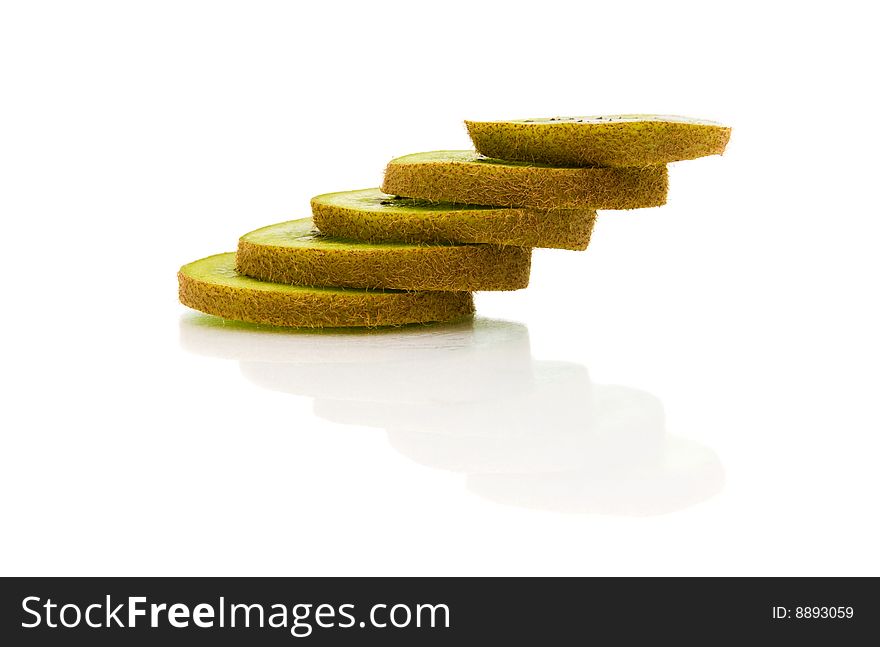 Sliced kiwi shallow dof, isolated