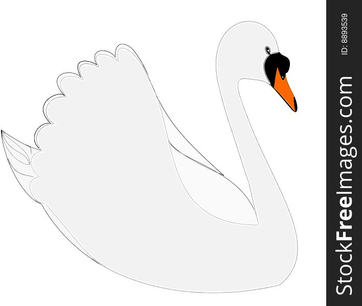 Drawing fantasy depicting a swan