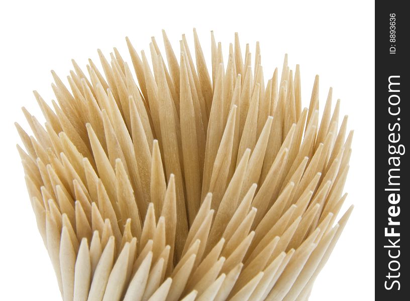 Wood toothpicks isolated on a white background