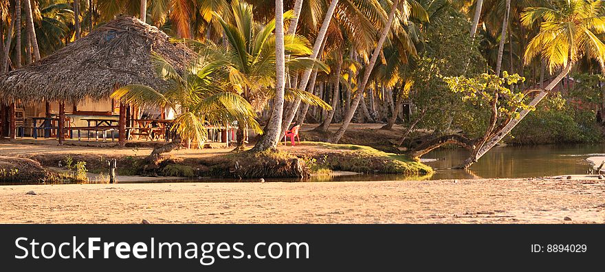 Panoramic view of the village in the caribbean