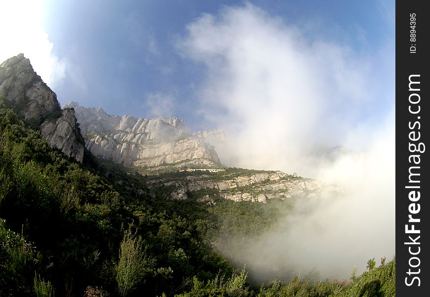 Mountain with cloud and fog in spring. Mountain with cloud and fog in spring