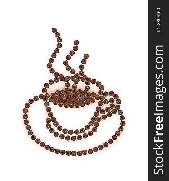 The illustration of the cup of coffee with corns. The illustration of the cup of coffee with corns