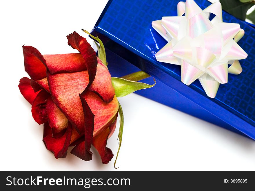 Red rose and gift box