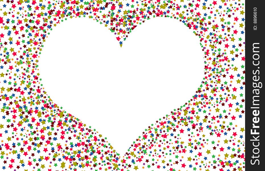 Heart background with stars isolate illustration