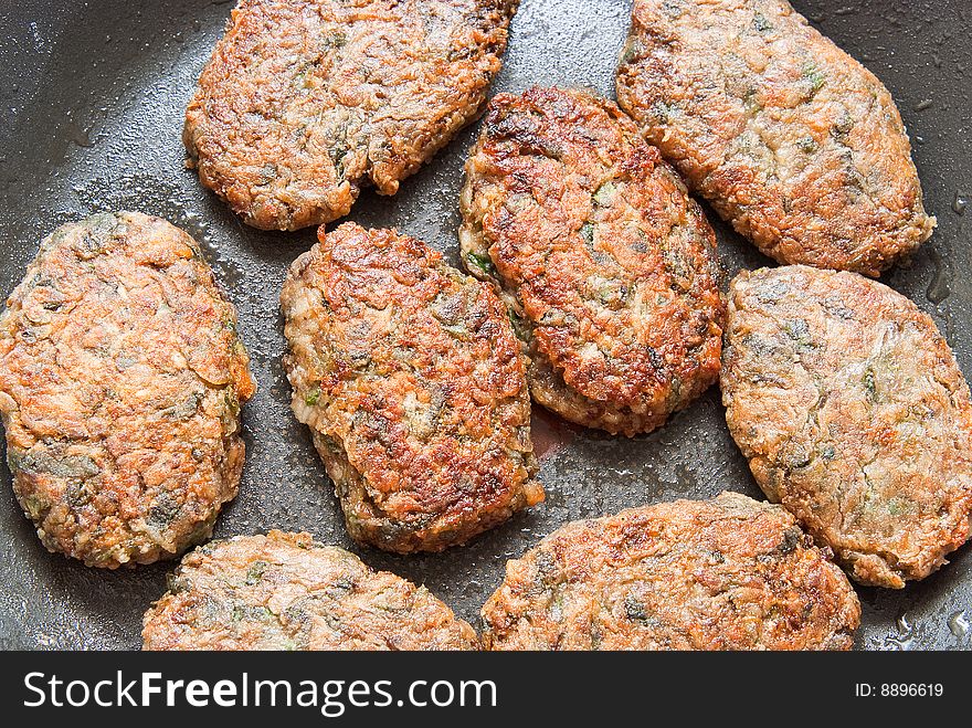 Cooking Meat balls in a pan. Cooking Meat balls in a pan