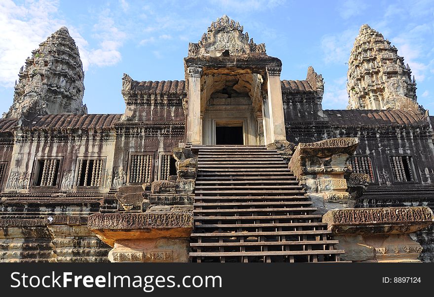 Ancient temple at Ankor Thom complex near Siem Reap, Cambodia