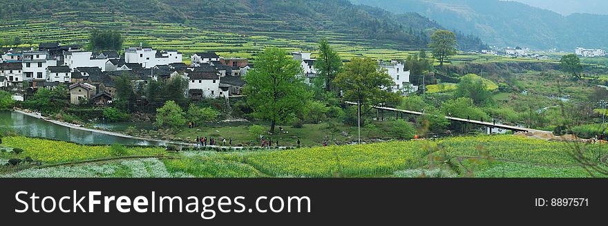 Spring, the beauty of villages in southern China,Super-resolution panoramic image. Spring, the beauty of villages in southern China,Super-resolution panoramic image