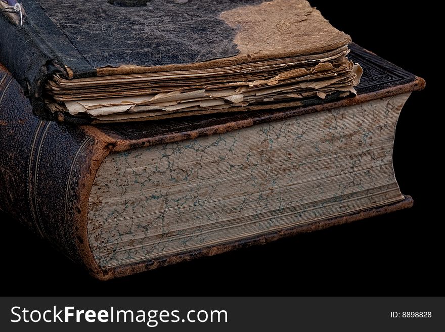 Ancient books, siolated on a black background. Ancient books, siolated on a black background