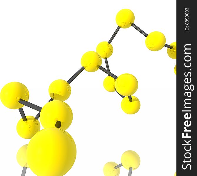 3d figure of a bright yellow molecule