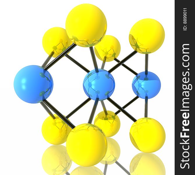 3d figure of a bright yellow molecule