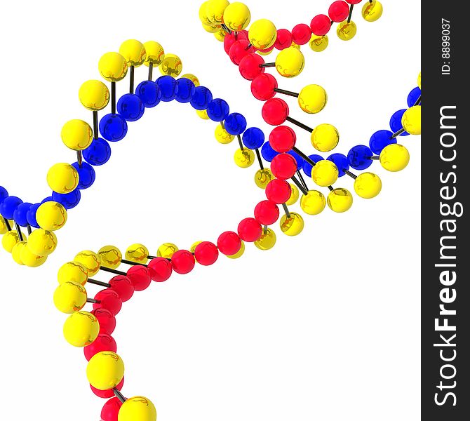 DNA from bright color spheres and rods