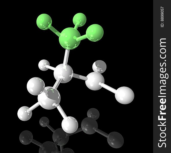 Model of a molecule from color spheres and rod. Model of a molecule from color spheres and rod