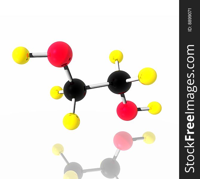 Model of a molecule from color spheres and rod. Model of a molecule from color spheres and rod