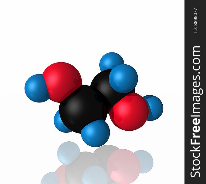 Model of a molecule from color spheres and rod. Model of a molecule from color spheres and rod