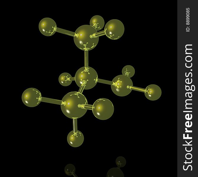 Model of a molecule from spheres and rod. Model of a molecule from spheres and rod
